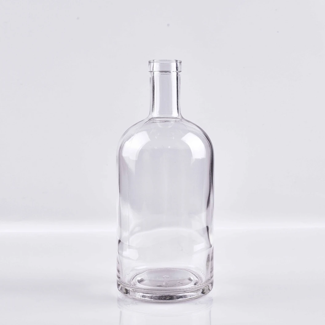 1000ml Classic Round Glass Bottle - Premium Spirits Design