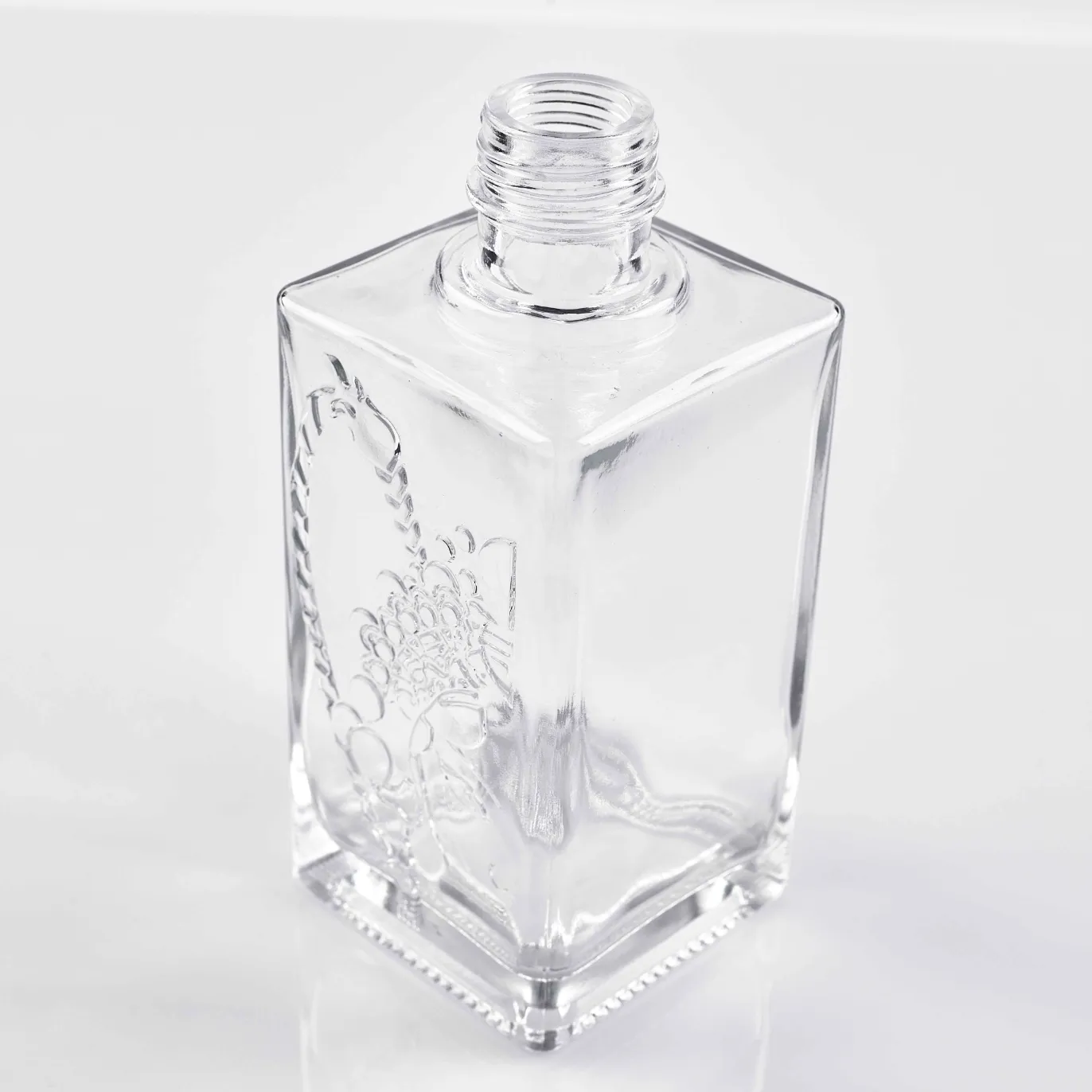500ml Square Embossed Glass Bottle - Premium Spirits Design