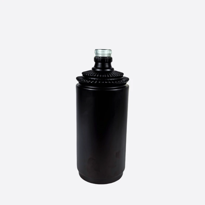 500ml Matte Black Glass Bottle - Premium Spirits Design