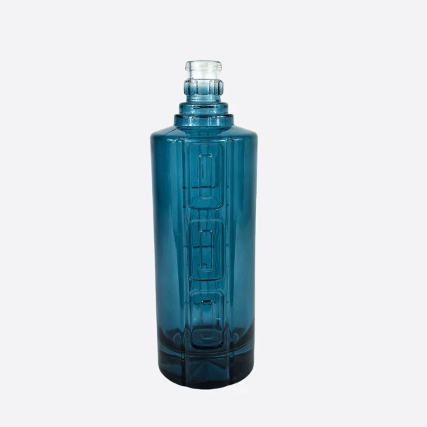 500ml Blue Round Glass Bottle - Premium Spirits Design