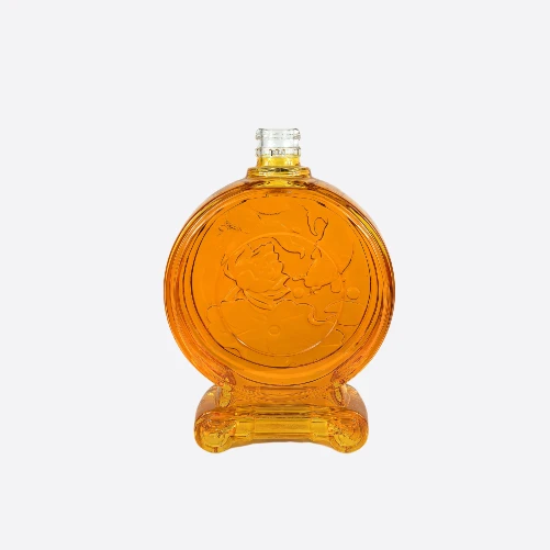 500ml Drum-Shaped Embossed Glass Bottle - Premium Artisan Design