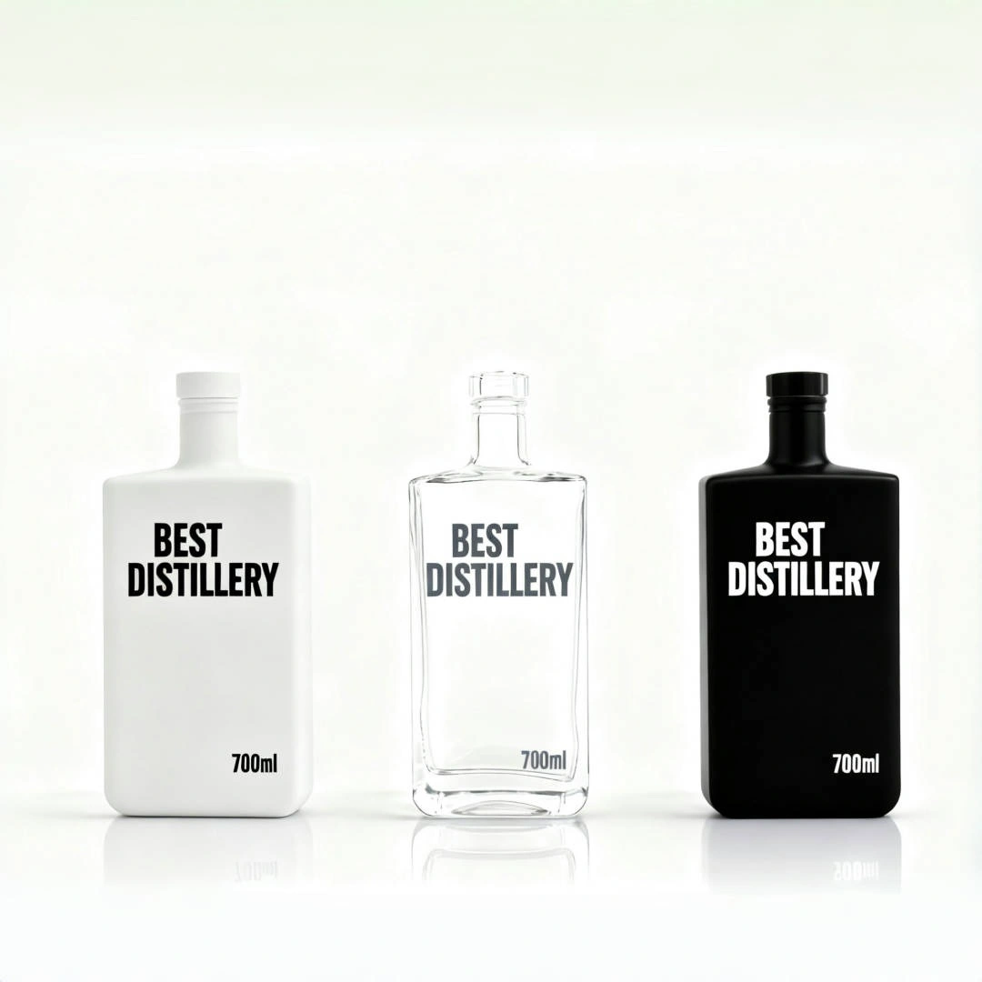 700ml Long Island Glass Bottle Black and Wihte Glass Bottle With Screen Printing