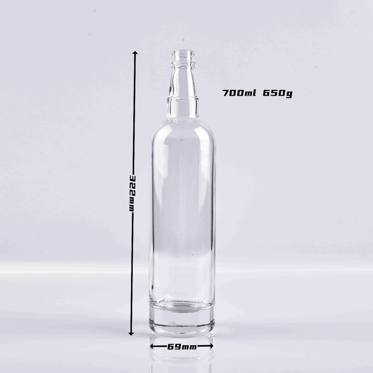 700ml Tall Round Glass Bottle - Elegant Spirits Presentation
