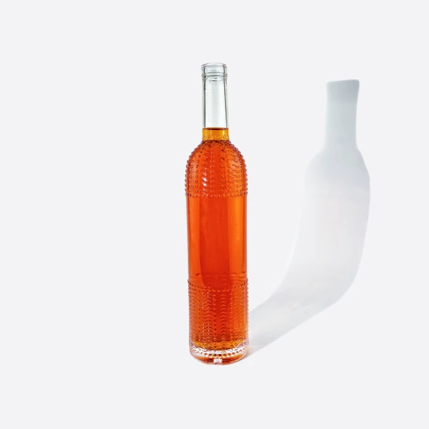 750ml Round Embossed Glass Bottle - Premium Spirits Glass Bottle Design